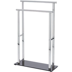 Wenko - Portasciugamani da Bagno a Pavimento, Lava, Acciaio Inox - vetro temperato, 50x20x82 cm, lucido - nero