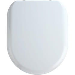 WENKO Copriwater con freno di caduta Santana, copriwater con fissaggio in acciaio inox, Duroplast antibatterico, 37x44 cm, Bianco