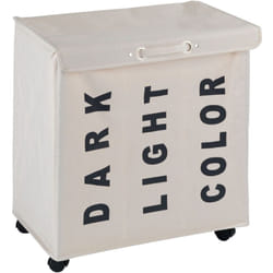 Wenko - Cesto per la biancheria Trivo, Cesto con 3 scomparti, capacità 116L, in Poliestere, 56x60x35 cm, Beige