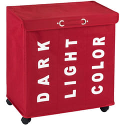 Wenko - Portabiancheria Trivo rosso - cesta della biancheria Capacità: 116 l, Poliestere, 56 x 60 x 35 cm, Rosso