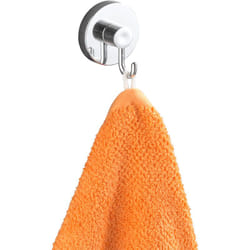 Wenko - Gancio da Muro per Asciugamani, fissaggio senza foratura Vacuum-Loc®, Gancio Appendiabiti, Set di 4, Plastica, 6x6,7x5 cm, Cromato