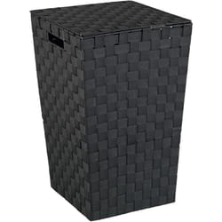 Wenko - Cesto per la biancheria Adria, cesto per biancheria sporca, design quadrato, capacità 48L, Polipropilene effetto vimini, 33x53x33 cm, nero