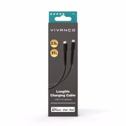 Vivanco 63642 cavo Lightning 2,5 m Nero