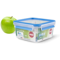 Emsa - N1011300 Clip & Close Contenitore salvafreschezza, Trasparente/Blu, 1,3 l