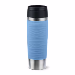 EMSA Travel Mug Waves Grande, Blu, Acciaio inox, Silicone, Acciaio inox, Polipropilene (PP), 500 ml, 8,3 cm, 240 mm