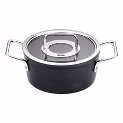 Fissler Adamant, 4,9 L, Nero, Acciaio inox, Alluminio, Acciaio inox, Acciaio inox, Trasparente