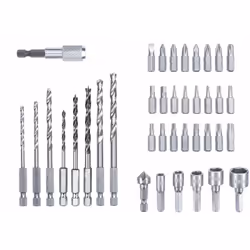 Set di punte combinate da 39 pezzi, contiene 24 punte da 25 mm di lunghezza nelle forme più comuni, 3 punte per metallo HSS,  ...