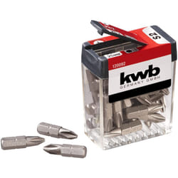 KWB - PH2 bit dispenser box - set di 25 pezzi con punte per cacciaviti PH2, lunghezza 25 mm, forma c 6.3 e diametro 1/4' con albero esagonale.
