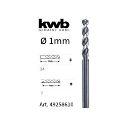 Punta Per Foratura Metallo In Acciaio HSS-M2 1mm KWB