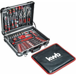 KWB - Valigetta portautensili, set di utensili da 80 pezzi, in robusto alluminio, con serratura, imbottita con inserti in schiuma, set di utensili di