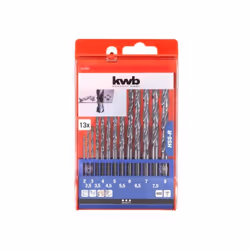 KWB Einhell 49424140 Set 13 Punte HSS-R Per Ferro Plastica Ø2/2,5/3/3,5/4/4,5/5/5,5/6/6,5/7/7,5/8mm Secondo DIN 338, taglio d ...