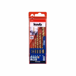 KWB Einhell 49427040 Set 6 Punte HSS 135° A norma DIN 338, taglio destrorso, tipo N, nitrurato al titanio, rettificato di pre ...