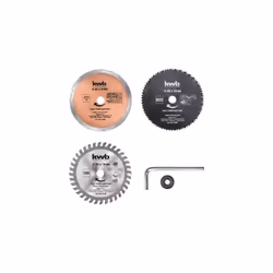 MM 85 CF=PZ 5 Kit 3 dischi per sega circolare. Composto da: 1 lama per sega HSS Mm. 85x10, 1 lama per sega HM Mm. 85x10, 1 la ...