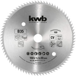 KWB - lama per sega circolare 150 x 20 mm, Made in Germany, tagli molto fini, adatta per pannelli di legno, legno profilato e legno tenero