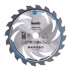 KWB Einhell 49584354 Lama Sega Circolare HM TCT Legno Plastica 160x16 mm M43 20T 1,6mm Caratteristiche: Punta in carburo di t ...
