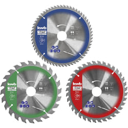 KWB - Set di lame circolari 160 x 25/20 / 16 mm per seghe circolari portatili per pannelli e materiali da costruzione in legno incl. anelli di
