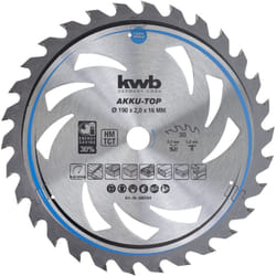 KWB - lama per sega circolare 190 x 16 mm, taglio ultrarapido, ottimale per macchine a batteria, adatta per legno tenero e duro, listellare e