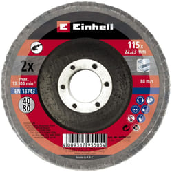 KWB - Einhell - Set di 2 dischi a ventaglio (accessori per smerigliatrice angolare, grana P40 e P80, ø 115 x 22,23 mm, mop, dischi lamellari per