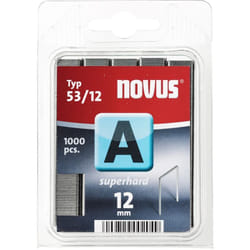 Novus - Punti metallici a 53 da 12 mm di lunghezza per il fissaggio di stoffe, tessuti, etichette metalliche, 1000 pezzi, 042-0358