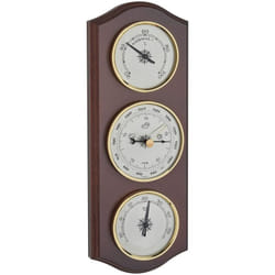 Tfa Dostmann - Stazione meteo analogica, 20.1000.03, con barometro, termometro, igrometro, per previsioni meteo locali, in legno massiccio, color noce