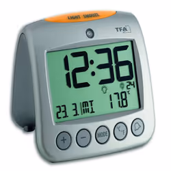 TFA-Dostmann 60.2514, Sveglia digitale, Argento, LCD, Stilo AA, 112 mm, 110 mm