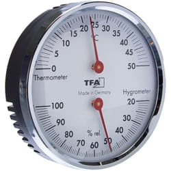 Tfa Dostmann - Termoigrometro analogico, 45.2041.42, con anello in metallo, per il monitoraggio di temperatura e umidità, argento