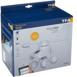 Tfa Dostmann - Anemometro radio solare Weatherhub, 30.3307.02, monitoraggio tramite smartphone, bianco