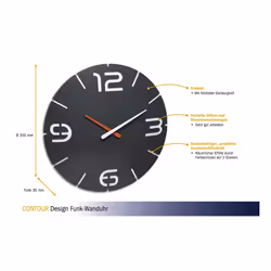 TFA-Dostmann 60.3536.10 orologio da parete e da tavolo Rotondo Nero, Bianco