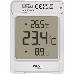 TFA-Dostmann 30.1067.15, Termometro da ambiente elettronico, Esterno, °C, -25 - 70 °C, Digitale, Grigio
