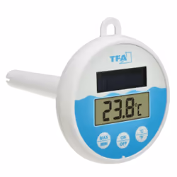TFA-Dostmann 30.1068.02, Termometro, Blu, Bianco, Plastica, Rotondo, Digitale, Batteria, Solare