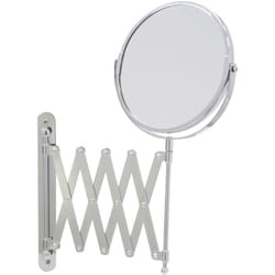 Axentia - 282802 Specchio ingranditore 1x e 3x da parete, specchio cosmetico da parete cromato allungabile fino a 57 cm, diametro ca. 16 cm, argento