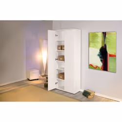 ARMADIO 2 ANTE CON RIPIANI, LAMINATO BIANCO. DIM. 70x34x189H. ARTICOLO IN KIT. ARMADIO 2 ANTE CON RIPIANI, LAMINATO BIANCO. D ...