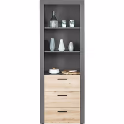 Lo scaffale di alta qualità Artisan, riproduzione in rovere/antracite di Inter Link, offre molto spazio per lo stoccaggio e l ...