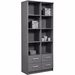 LIBRERIA IDEALE - Lo scaffale in grigio grafite di alta qualità di Inter Link offre molto spazio di stoccaggio con i suoi 8 s ...
