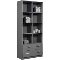 Mobile scaffale libreria elenzio 8 ripiani + 4 cassetti 82x40x191H cm grigio grafite