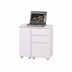 SCRIVANIA/MOBILE ALLUNGABILE CON CASSETTI E CONTENITORE NELLA PARTE SUPERIORE - MDF LACCATO BIANCO. DIM. 66/121x36x72H. ARTIC ...