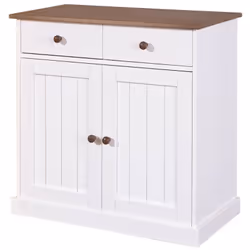 MOBILE BUFFET 2ANTE + 2CASSETTI. PINO MASSELLO VERNICIATO AD ACQUA BIANCO + TOP E FINITURE MARRONE. DIM. 90x45x86H. ARTICOLO  ...