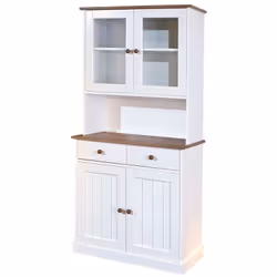 CREDENZA 2+2ANTE + 2CASSETTI. PINO MASSELLO VERNICIATO AD ACQUA BIANCO + TOP E FINITURE MARRONE. DIM. 90x45x181H. ARTICOLO IN ...