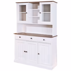 CREDENZA 3+2ANTE + 3CASSETTI. PINO MASSELLO VERNICIATO AD ACQUA BIANCO + TOP E FINITURE MARRONE. DIM. 131x45x181H. ARTICOLO I ...