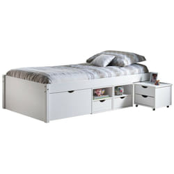 Letto till +vani contenitore+comodino 96x209x47,5h pino massello Inter Link