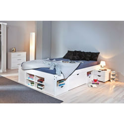 Letto till +vani contenitore+comodino 146x209x47,5h pino massello Inter Link