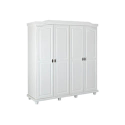 Armadio 4 ante in pino massello bianco, 182x59,5x197,5 cm
