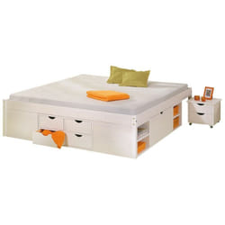 Letto till +vani contenitore+comodino 146x196x47,5h pino massello Inter Link