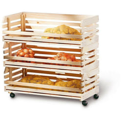Contenitore porta verdura c/ruote cassette amobivili 79x30x80h pino massello Inter Link