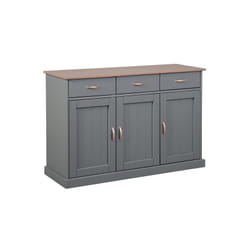 Mobile soggiorno credenza buffet luzerna 3 ante + 3 cassetti 131x45x86H pino massello verniciato a acqua grigio e marrone seppia