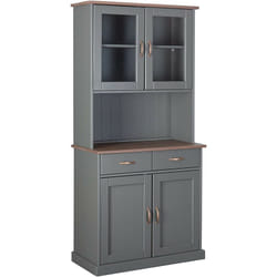 Credenza vetrina in legno massello 2 ante 2 cassetti cm 90 x 45 x 191 Inter Link luzerna Inter Link