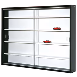 VETRINA COLLEZIONISMO IN LAMINATO BIANCO/NERO. DOPPIO VETRO TEMPERATO SCORREVOLE FRONTALMENTE. DIM. 80x9,5x60H. ARTICOLO IN K ...
