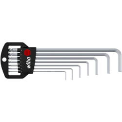 Wiha - Set di chiavi a brugola in supporto Classic Testa sferica esagonale, 7 pz., cromatura opaca (01416)