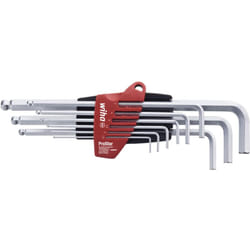 Toolland - Wiha Set di chiavi a brugola in supporto ProStar Testa sferica esagonale, 9 pz., cromatura opaca in confezione di cartone da espositore