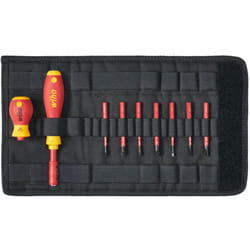 Wiha - Set di giravite e inserti slimVario® a taglio, Pozidriv positivo/negativo/Pozidriv 10 pz. con borsa pieghevole (41233)